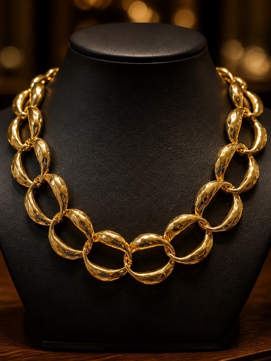 Jewelry - Elegant Gold Link Chain Necklace - Women's Statement Jewelry